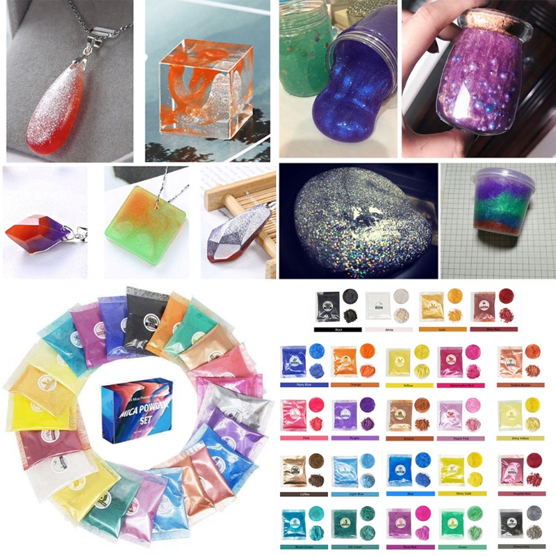 Set 24 bột khoáng mica ngọc trai tự nhiên dùng trang trí phụ kiện/ mỹ phẩm nhựa resin epoxy