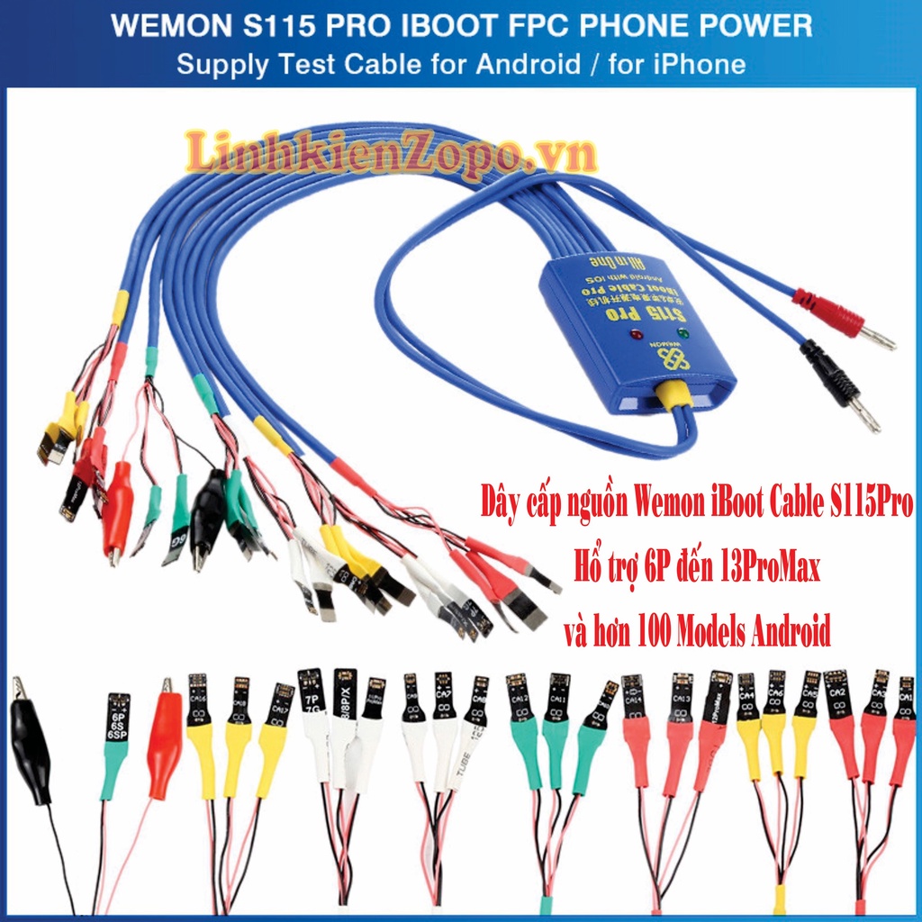 Dây Cấp Nguồn Wemon iBoot Cable S115 Pro hổ trợ 6P đến 13ProM và 100 Model Android