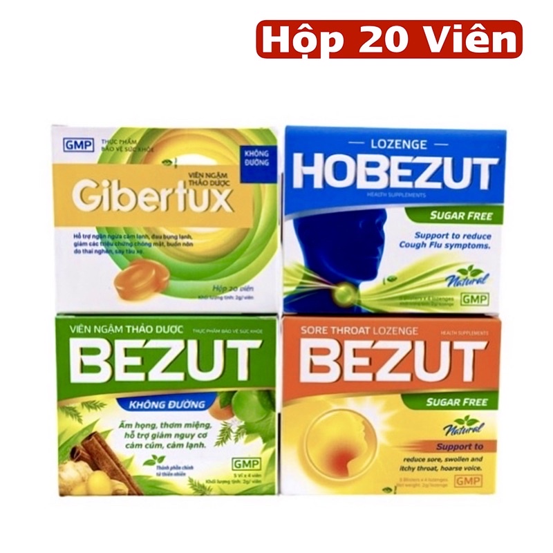 [Hộp 20 Viên] Viên Ngậm BEZUT Không Đường Hỗ Trợ Giảm Triệu Chứng Ho - Cảm Hàng Chính Hãng