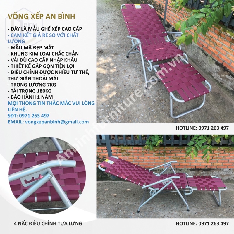 Ghế xếp thư giãn đa năng, gấp gọn, vải dù nhập khẩu, khung kim loại fi25 GHDU1 - Hàng chính hãng