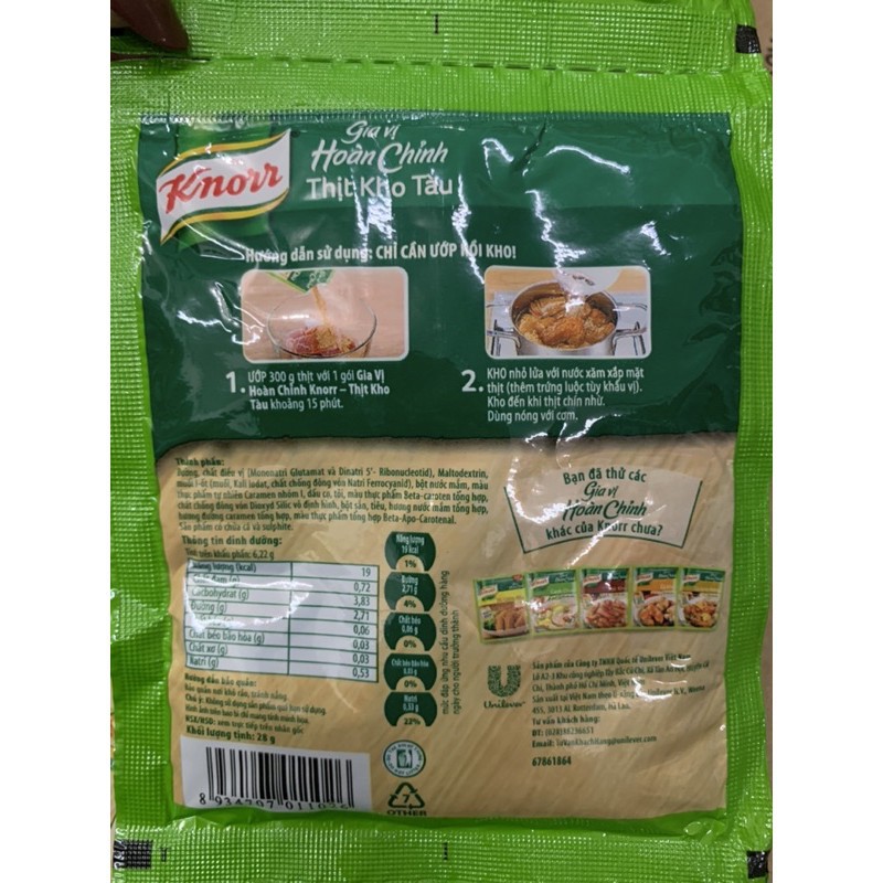 GIA VỊ HOÀN CHỈNH KNORR THỊT KHO TÀU/ CÁ KHO RIỀNG 28G / 1 gói