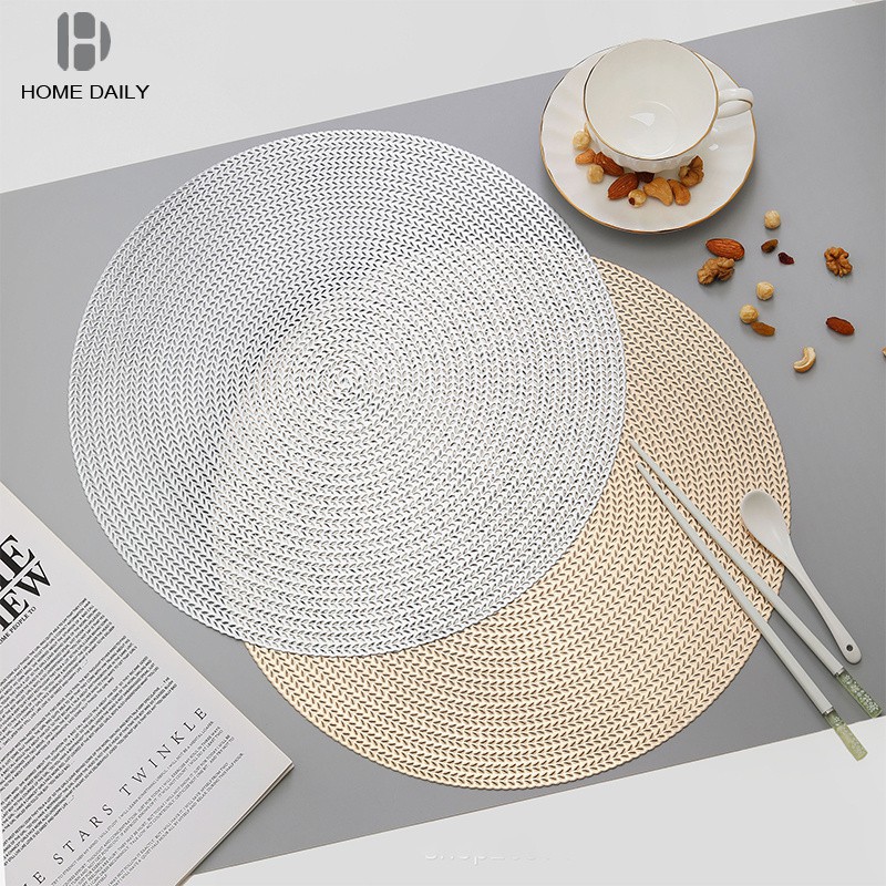 Tấm Lót Bàn Ăn Hình Tròn Bằng Pvc Cách Nhiệt 38cm