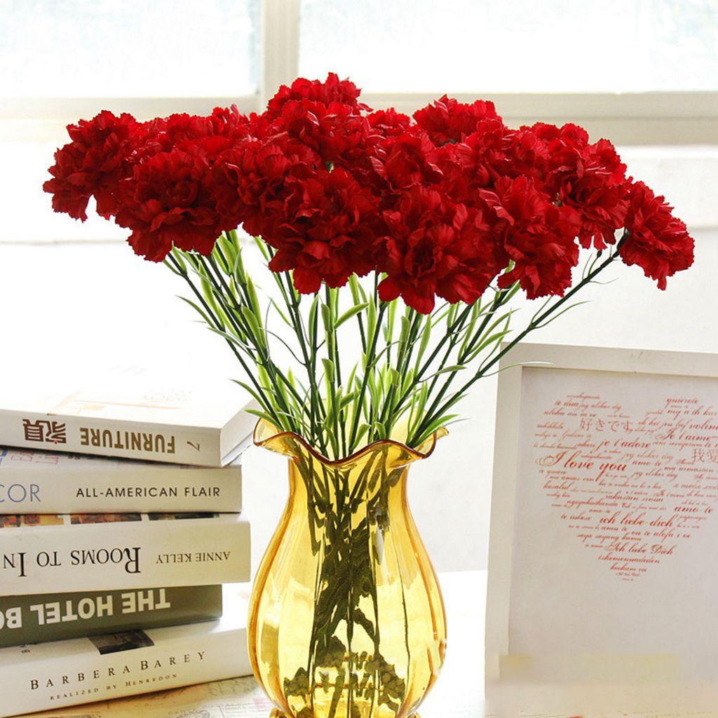 Hoa Cẩm Chướng Nhân Tạo Màu Sắc Tươi Sáng 50Cm Trang Trí Nhà Cửa / Tiệc Tùng