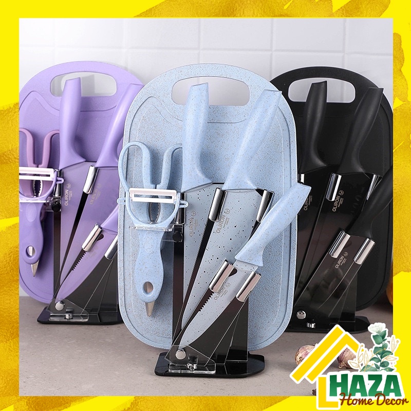 Bộ dao kéo nạo làm bếp INOX CHỐNG GỈ PHỦ LÚA MẠCH 7 món cao cấp