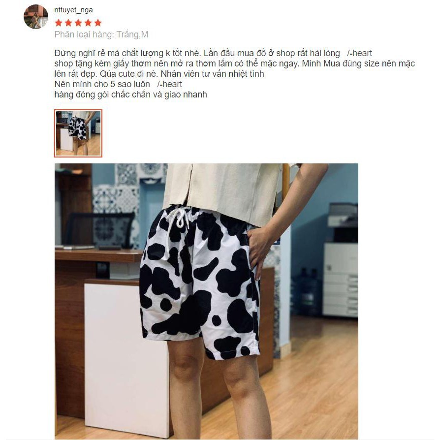 Quần Short DAIRY COWS Màu Bò Sữa Ulzzang Unisex