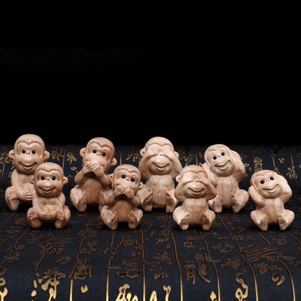 Tượng Khỉ Mini Bằng Gỗ 4 Kiểu Dễ Thương Dùng Trang Trí Nhà Cửa