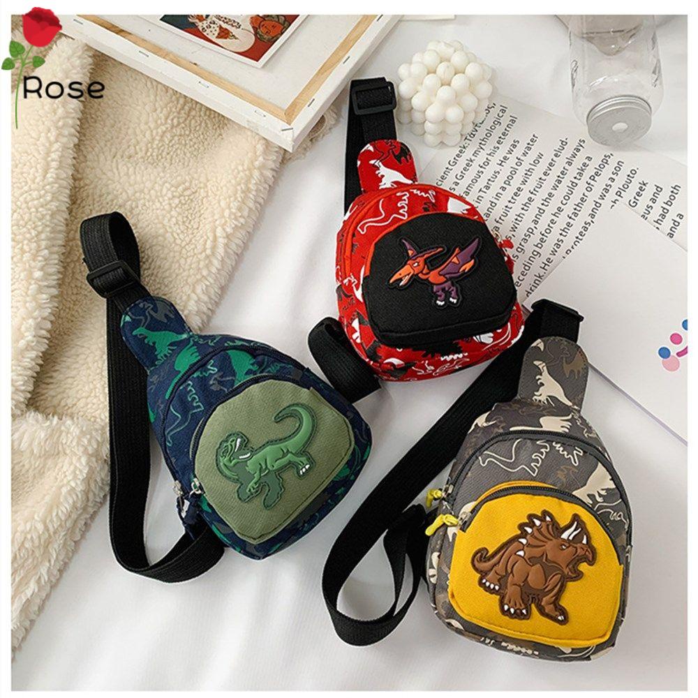 Túi đeo chéo vai bằng nylon in hình khủng long hoạt hình nhiều màu tùy chọn dễ thương cho bé trai / gái