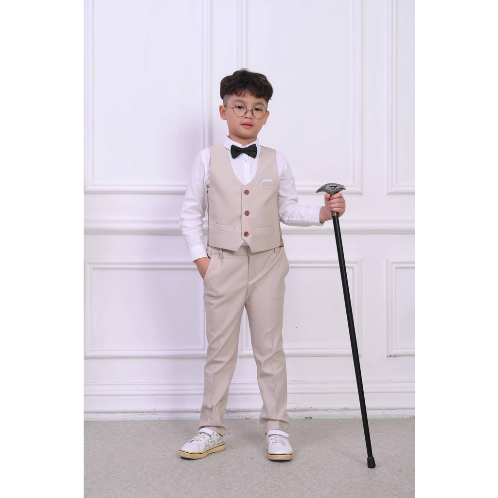 Bộ vest bé trai cao cấp SANRO KIDS màu kem
