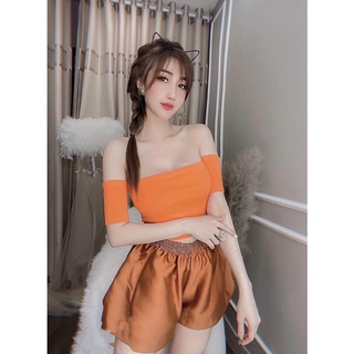 Áo croptop trễ vai nhiều màu sắc - áo croptop kiểu
