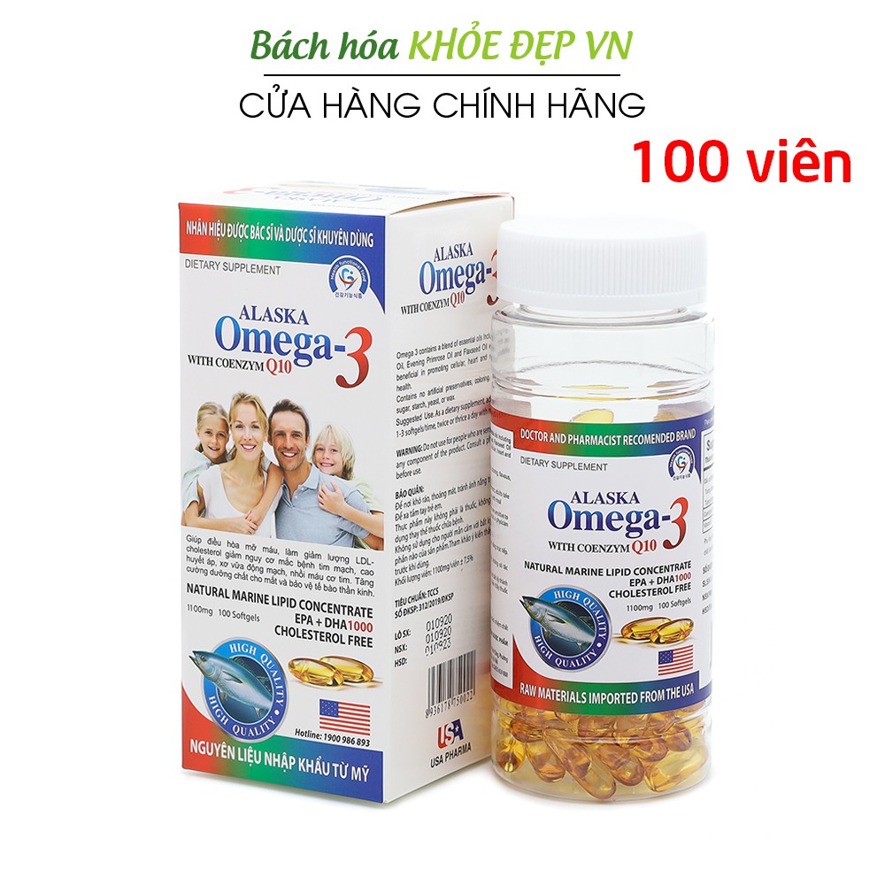 Viên dầu cá Alaska Omega 3 bổ não, sáng mắt, khỏe tim mạch - 100 viên [Alaska Omega-3 Trắng]