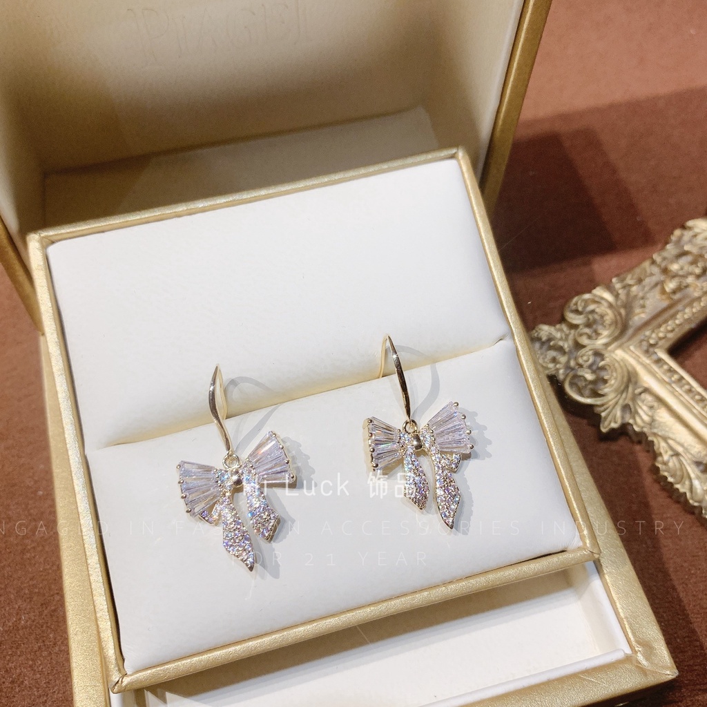 Bông Tai Hình Nơ Đính Đá Thời Trang 2022 Dành Cho Nữ