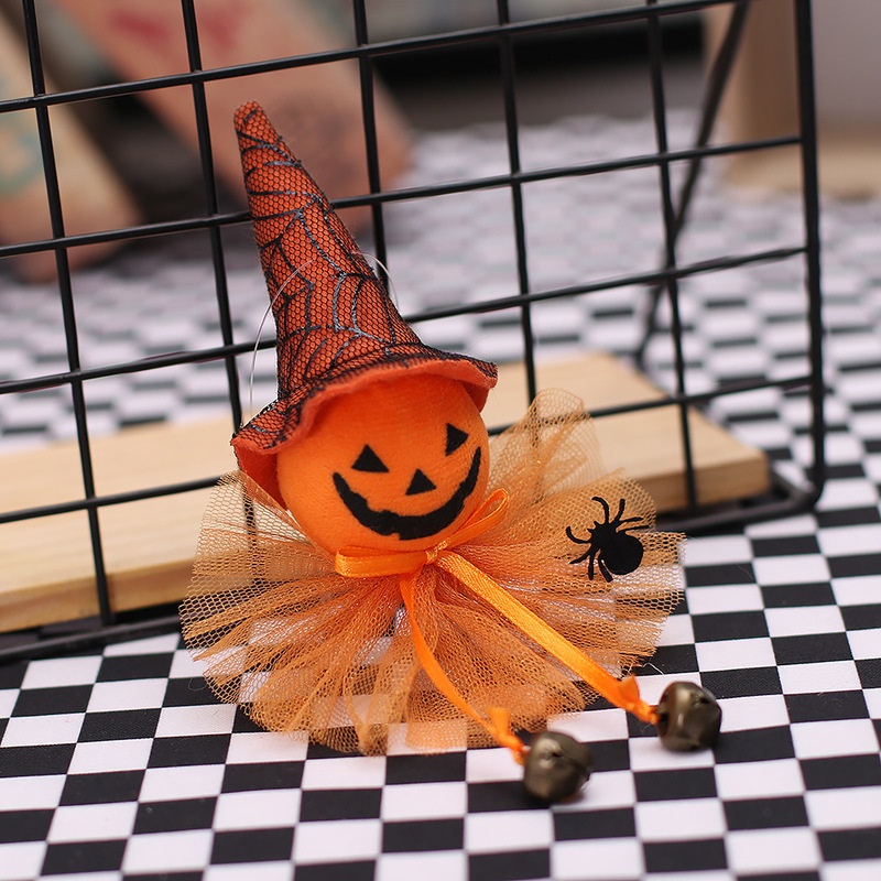 Búp Bê Hình Ma Bí Ngô Đen Đáng Sợ Có Chuông Trang Trí Nhà Cửa Dịp Halloween