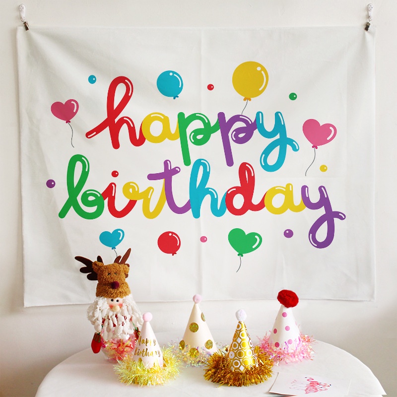 Tấm Vải Treo Tường Trang Trí In Chữ Happy Birthday Độc Đáo