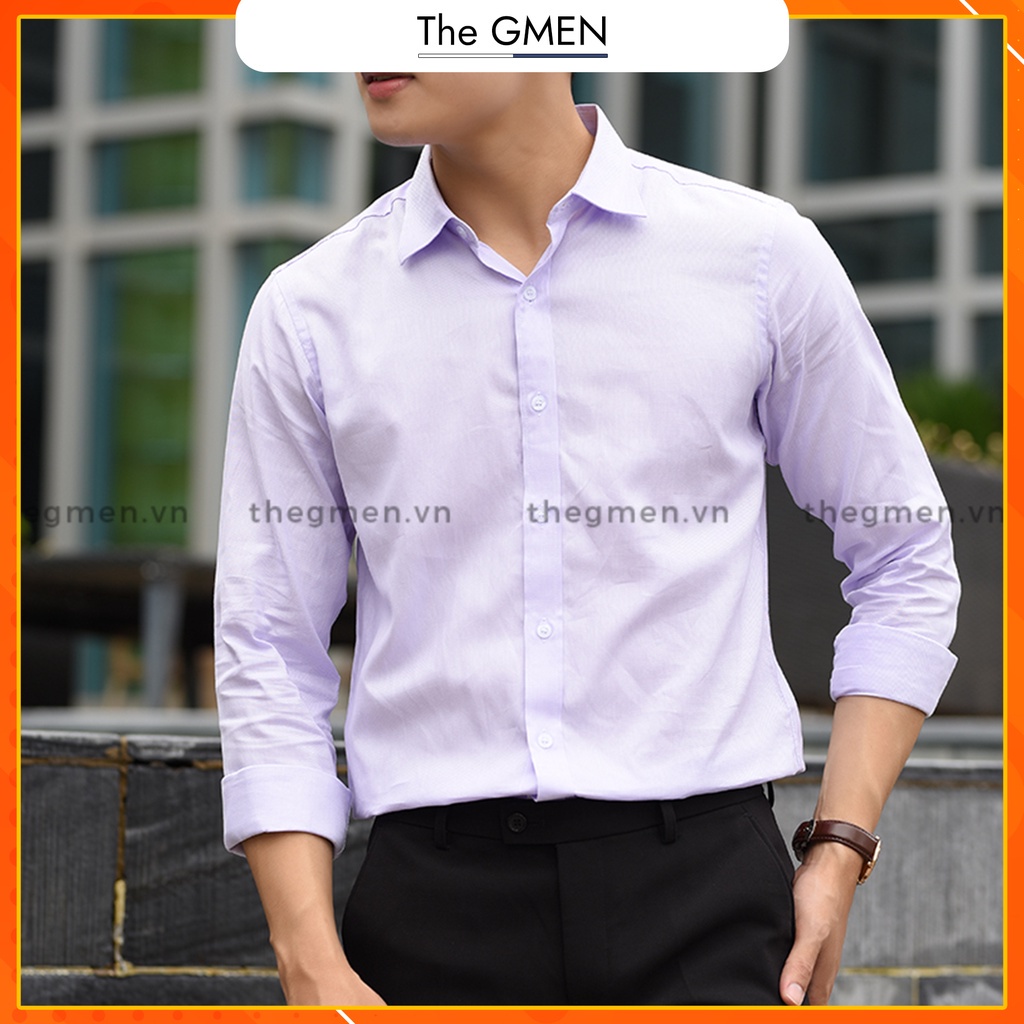 Áo sơ mi nam The GMEN Hạt gạo chống nhăn thoáng mát, bề mặt dệt tổ ong độc đáo