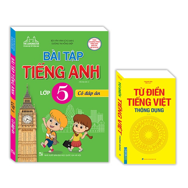 Sách - Combo 2c Bài tập tiếng Anh lớp 5 ; Từ điển tiếng Việt thông dụng (to)