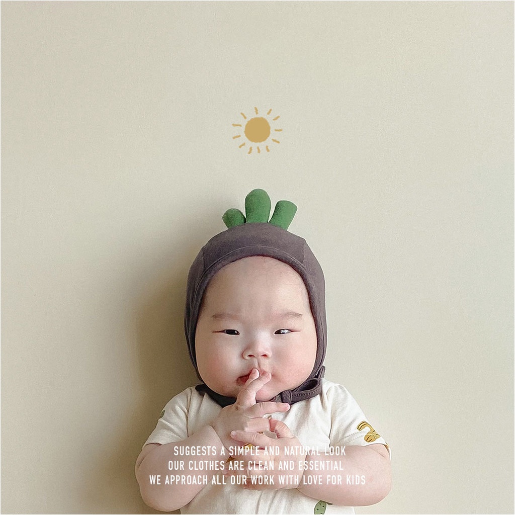 Bộ Áo Liền Quần Tay Ngắn In Hình Cây Xương Rồng + 1 Nón Dễ Thương Cho Bé Sơ Sinh