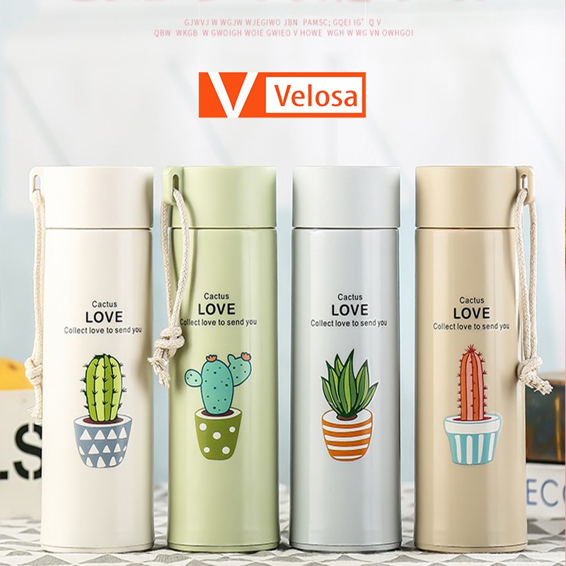Bình nước in hình xương rồng nhiều màu 400ml Cute - Velosa | BigBuy360 - bigbuy360.vn