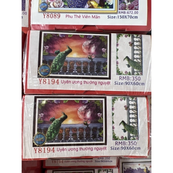 tranh đính đá Uyên ương thưởng Nguyệt y8194 (90x60)
