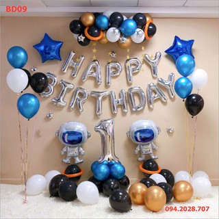 [THANH LÝ NGHỈ BÁN] Set Bóng Trang Trí Sinh Nhật Happy Birthday chủ đề Phi Hành Gia bé trai