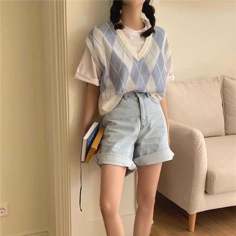 Áo khoác ghi lê dệt kim thời trang Hàn Quốc trẻ trung dành cho nữ