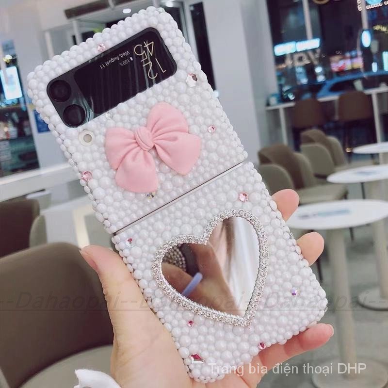 Ốp Điện Thoại Nắp Gập Mặt Gương Đính Đá Chống Vỡ Cho Samsung Galaxy Zflip4 z flip 4 3 flip3 4