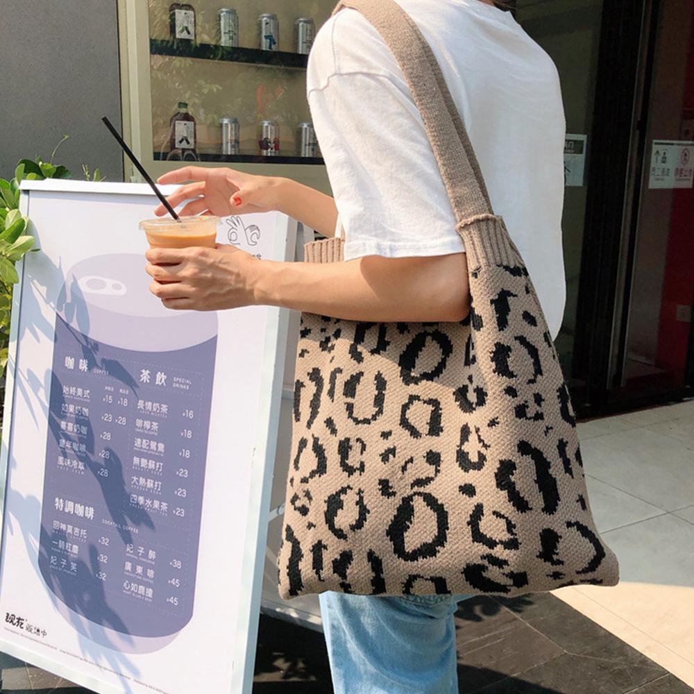 Túi Xách Cotton Dệt Kim Phong Cách Hàn Quốc Dễ Thương Cho Nữ