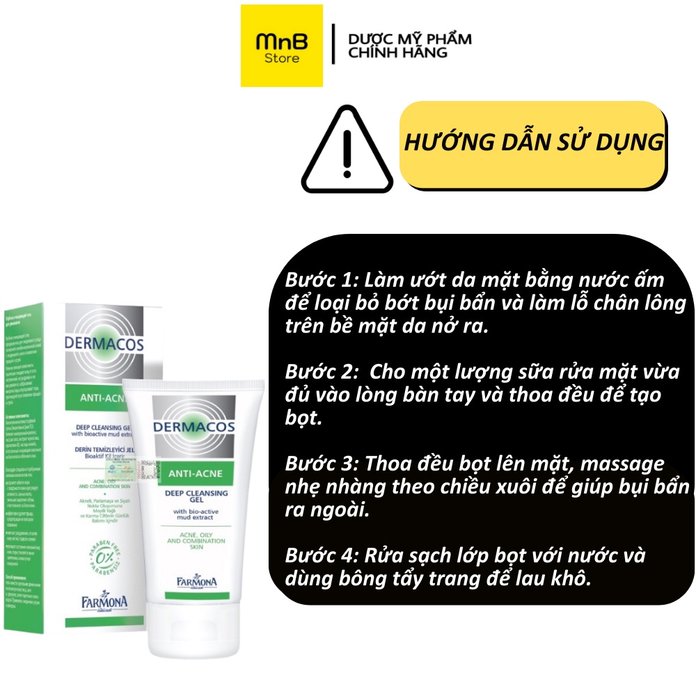 Sữa rửa mặt Dermacos sạch sâu ngăn ngừa mụn cho da dầu 150ml