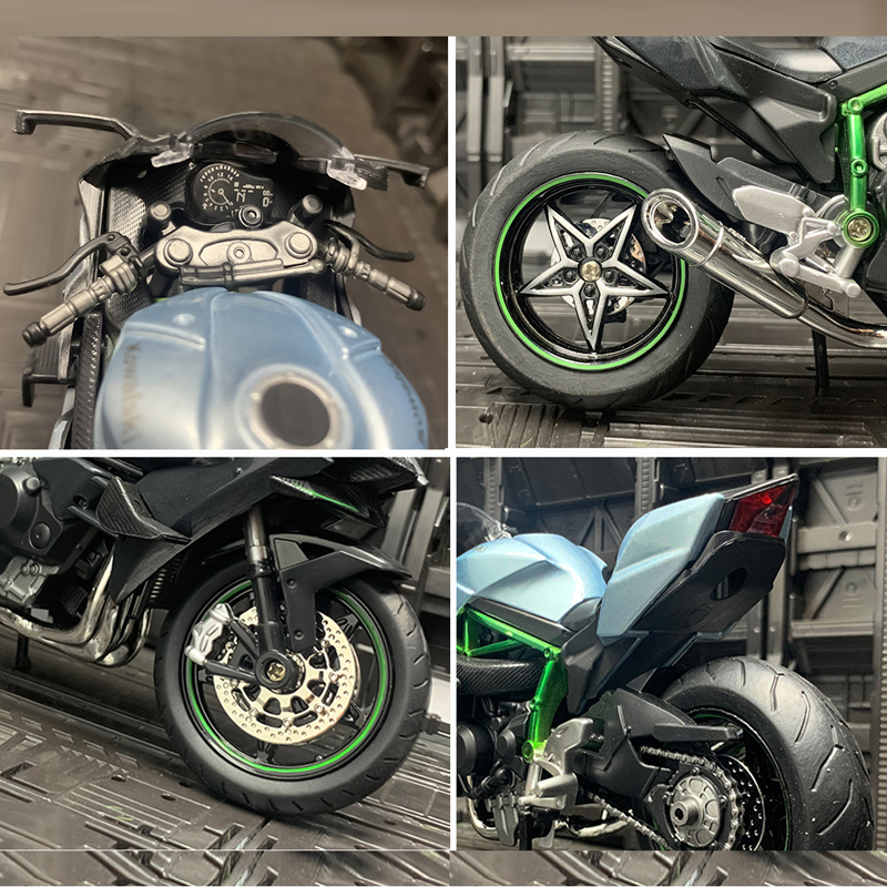 Mô hình xe mô tô Kawasaki Ninja H2R bằng hợp kim tỉ lệ 1/12 trang trí tiện dụng