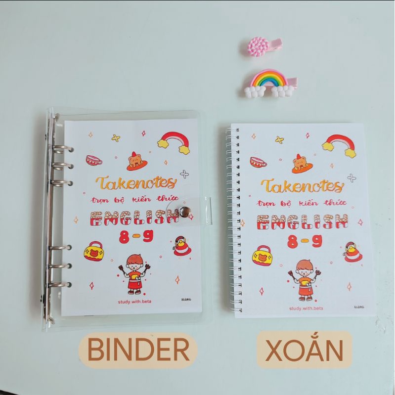 SỔ giâý lò xo, còng sắt trang trí sticker VĂN 9