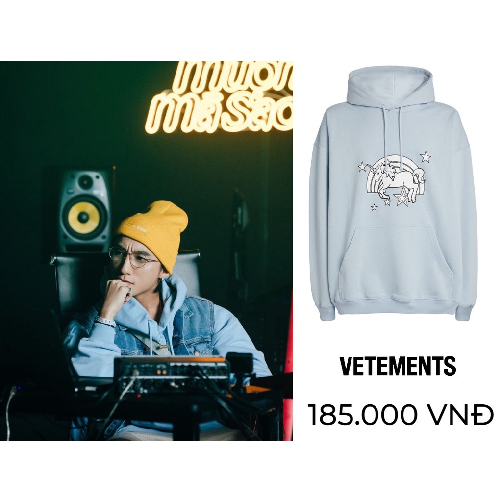 Áo hoodie Vetements Unicorn xanh