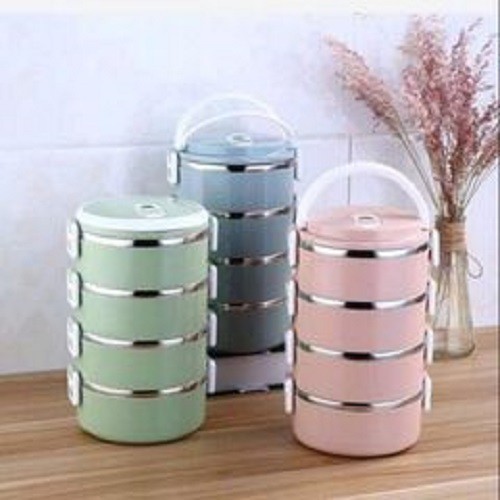 Cặp lồng giữ nhiệt lúa mạch 4 tầng ruột inox rất tiện lợi