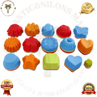 Khuôn làm bánh silicon. Khay làm bánh rau câu, bánh Flan, cánh hoa hồng, khuôn tình yêu, ngôi sao, hoa hướng ương da màu