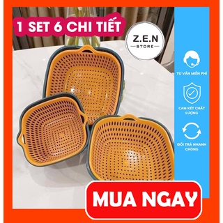🍁Combo rổ 6 món rổ nhựa🍁 3 rổ và 3 chậu ráo nước cao cấp tiện lợi - Đồ Gia Dụng - Chất Liệu Nhựa Cao Cấp