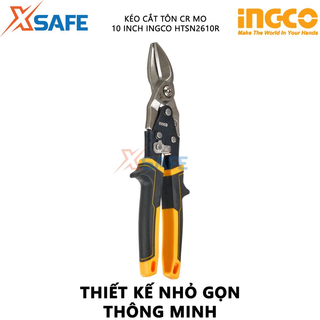 Kéo cắt tôn (cắt phải) INGCO HTSN2610R 10 inch Kéo cắt bên phải thép Cr-Mo độ cứng cao, bền bỉ - Chính hãng [XSAFE]