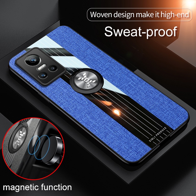 Ốp Điện Thoại Vải Cotton Mềm Nhám Sang Trọng Có Vòng Đỡ Nam Châm Cho Realme GT Neo3 2 3T GT Master Edition Q3 Pro Carnival 8 8S C20 C11 2021