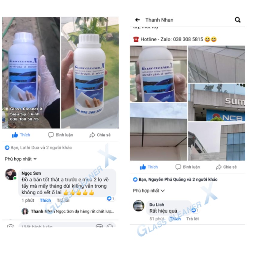 Dung dịch tẩy ố mốc kính - Glass Cleaner X - 100ML