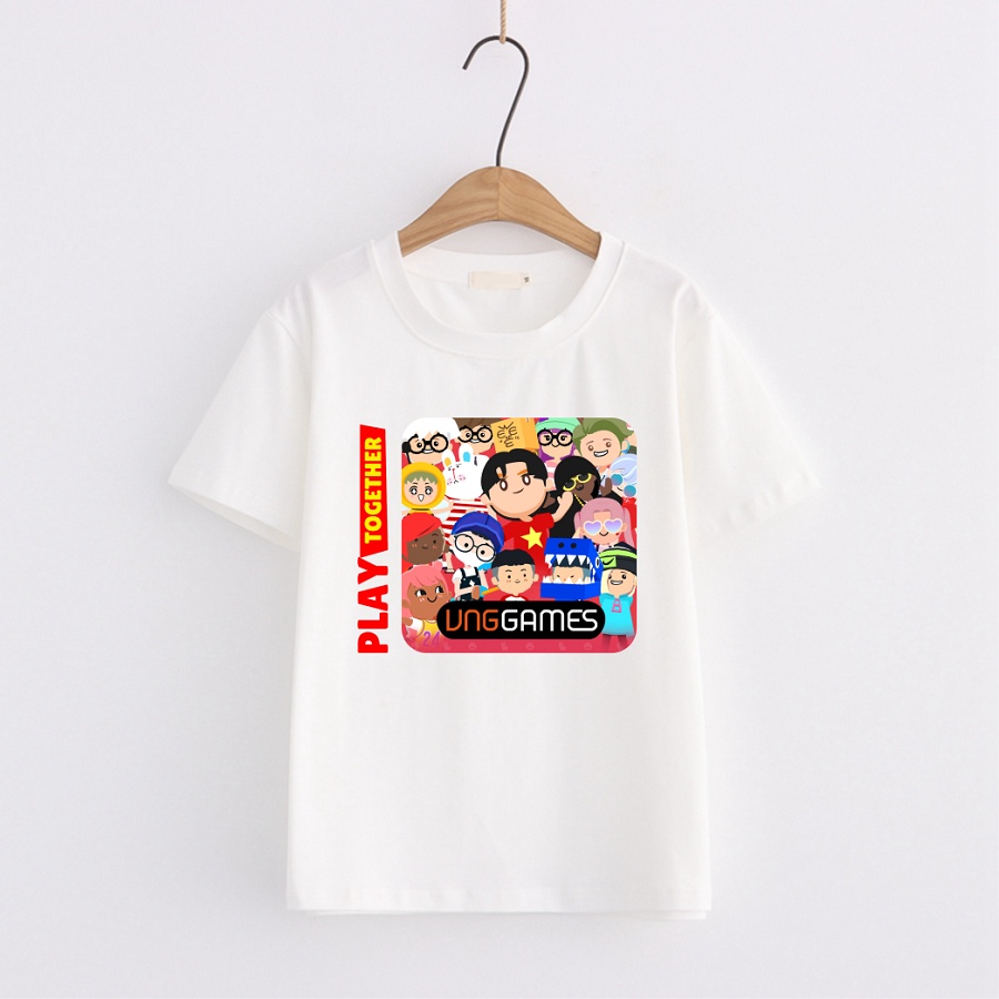 Áo thun cho bé in hình Play Together màu trắng đủ size cho bé trai bé gái