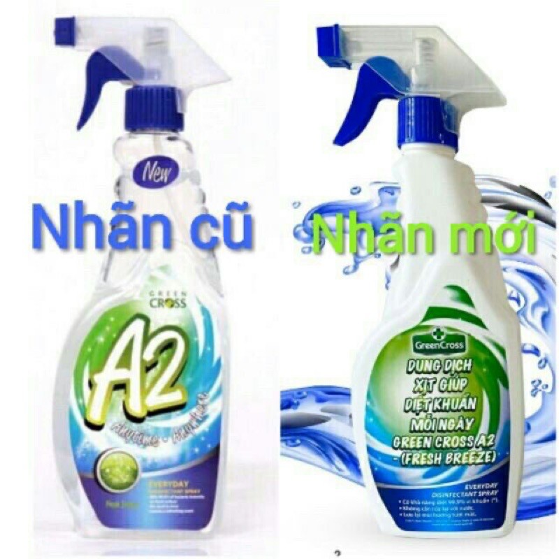 Dung dịch xịt diệt khuẩn GREEN CROSS A2 chai 500ML - Hương Fresh