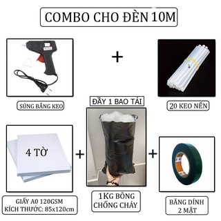 COMBO Phụ kiện bông làm đèn đám mây đèn led dây 5m,10m mix màu
