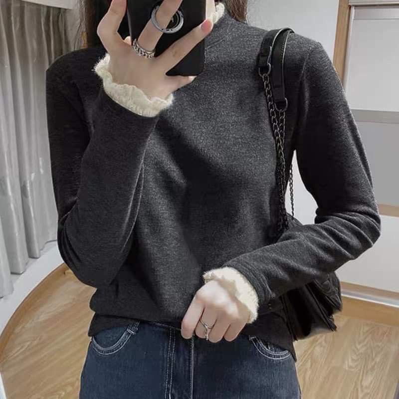 Áo len dài tay cổ ren tiểu thư TL