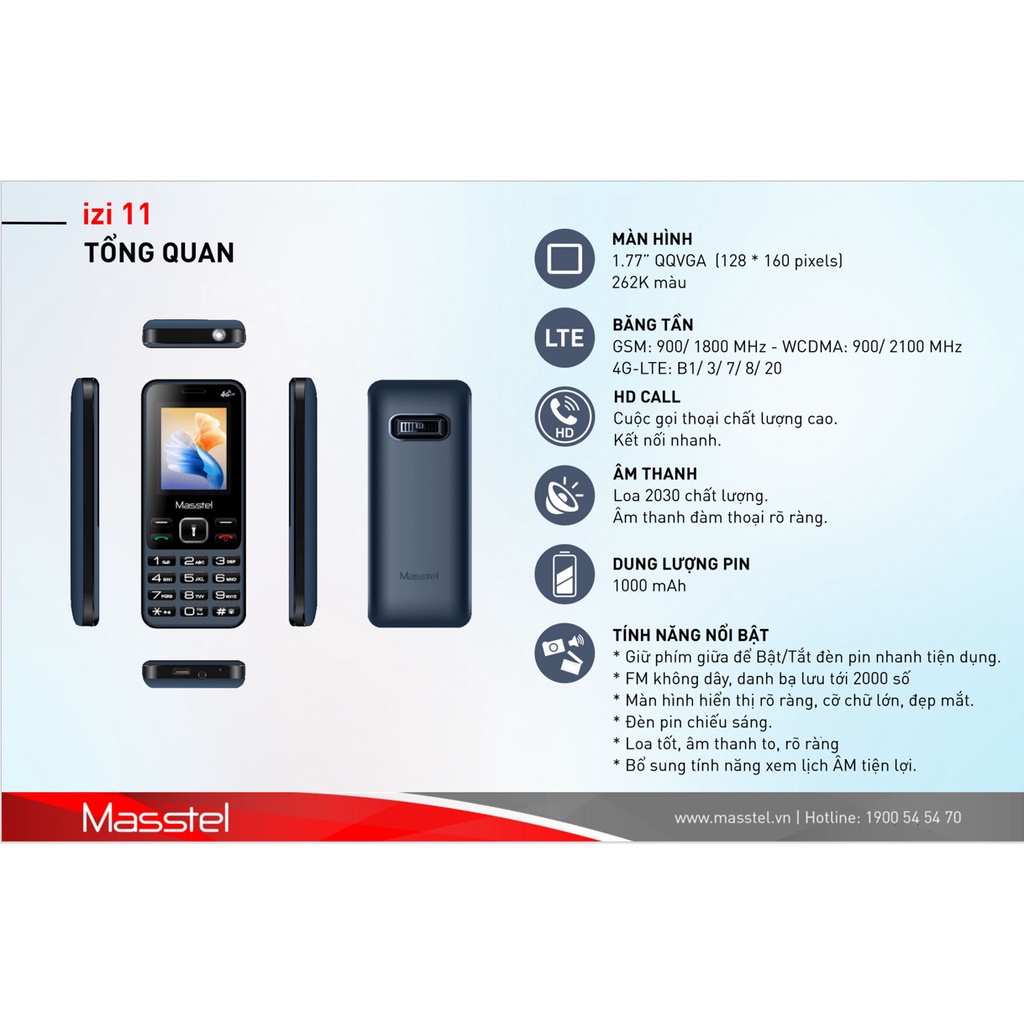 Điện thoại Masstel IZI 11 4G - Hàng Chinh Hãng