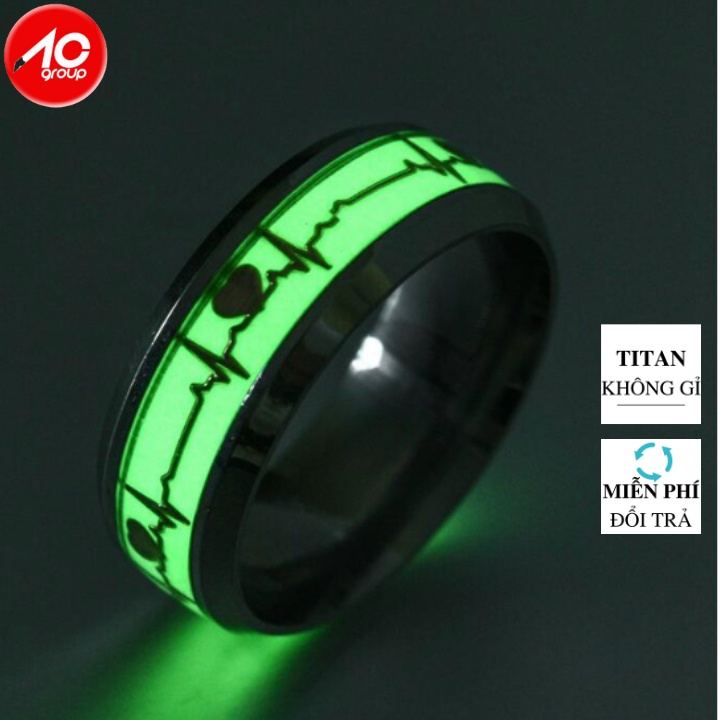 Nhẫn Nam Nữ Dạ Quang HÌnh Trái Tim Màu Bạc Elas Ring Đẹp Cao Cấp - Nhẫn Chất liệu Titan Không Gỉ - Elas Ring