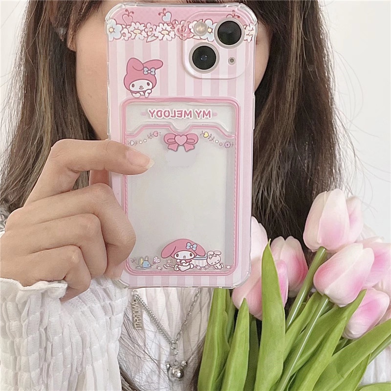 Ốp Điện Thoại Mềm In Hình Melody/Kulomi Có Ngăn Đựng Thẻ Kiêm Giá Đỡ Cho iphone XR/11/13pro max