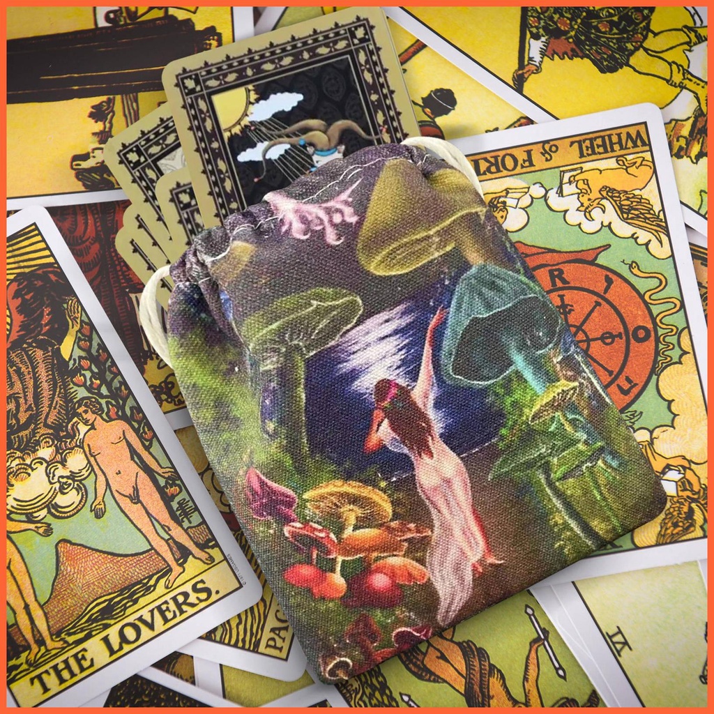 Túi Đựng Thẻ Bài Tarot Bằng Nhung Mềm Mại Có Dây Rút Thêu Họa Tiết Thủ Công
