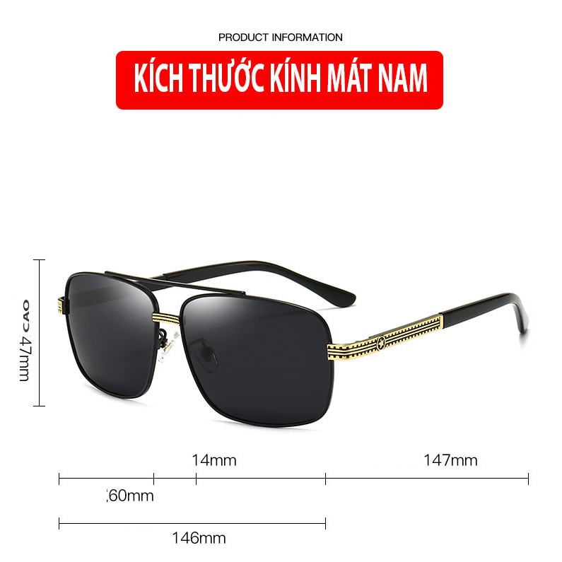 Kính mát nam Tisely M15 mới kính gọng vuông lớn chống tia UV phân cực