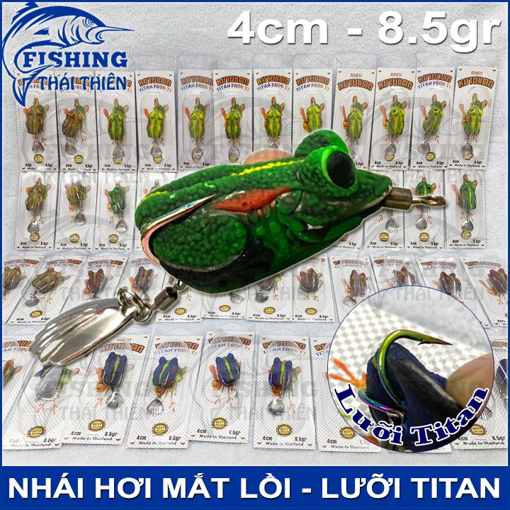 Mồi Giả Câu Cá Lóc Nhái Hơi Mắt Lồi Lưỡi Titan Thái Lan Siêu Nhạy Cá 4cm 8.5gr