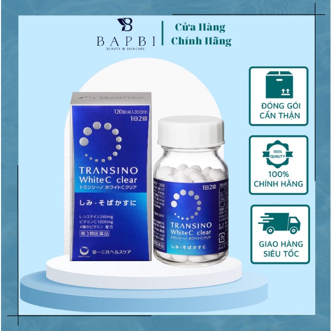 Viên Uống Transino White C clear 120v Viên Uống Trắng Da Nhật Bản Chống Ná.m, Giảm Tà.n Nha.ng Chính Hãng