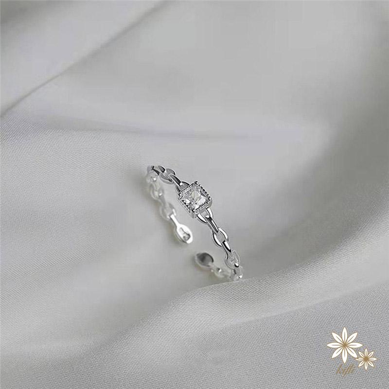 Nhẫn Đeo Tay Đính Kim Cương Hình Vuông Không Phai Màu Thiết Kế Điều Chỉnh Được Cho Học Sinh Nữ