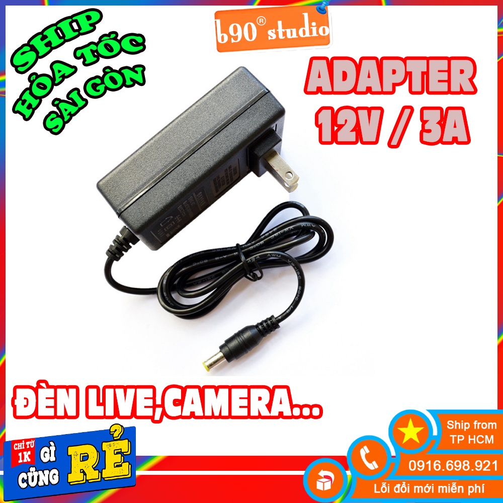 🔥 GIÁ SỈ 🔥 Nguồn Điện Sạc Adapter 12V/3A ĐẦU DC 5.5 * 2.5 mm - nguồn camera ĐÈN LED livestream live makeup trang điểm.