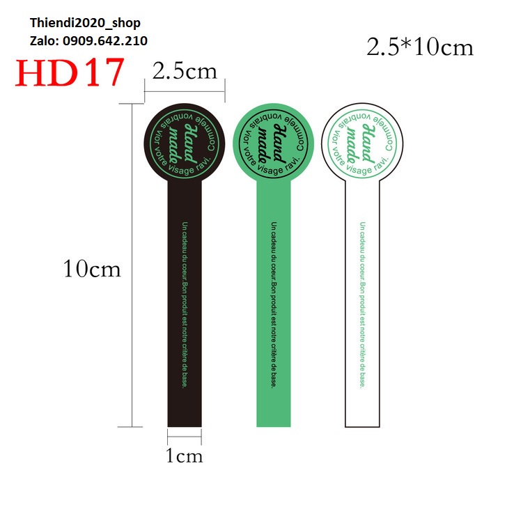 TEM DÁN CHỮ " HAND MADE" >